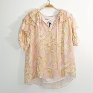 Ted Baker Yellow Ruffled Short Sleeve Blouse